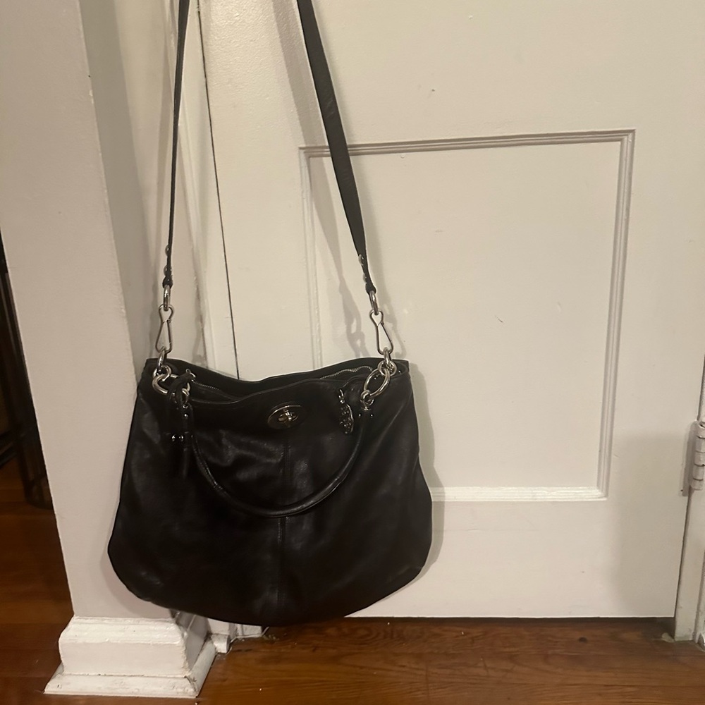 Coach Black Leather Tote Bag
